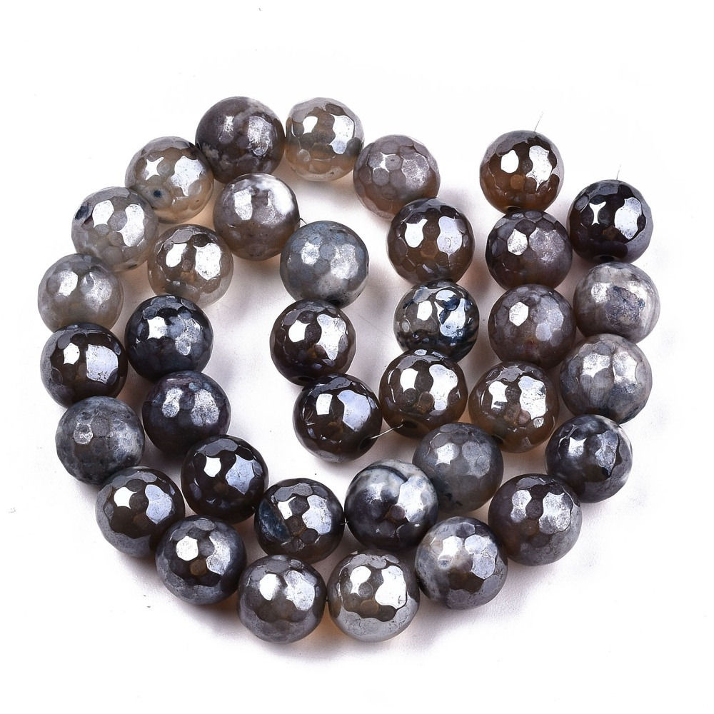 Agata electroplateada 10mm negro