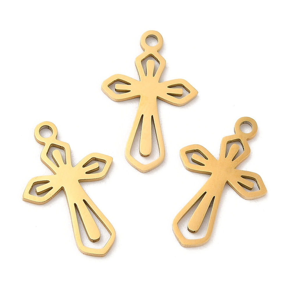 Dije cruz de acero ionizado