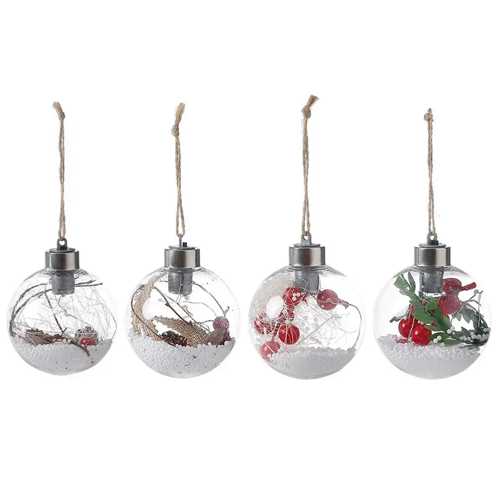 Christmas Tree Hanging Gifts Transparent Plastic Led Snow Christmas Ball