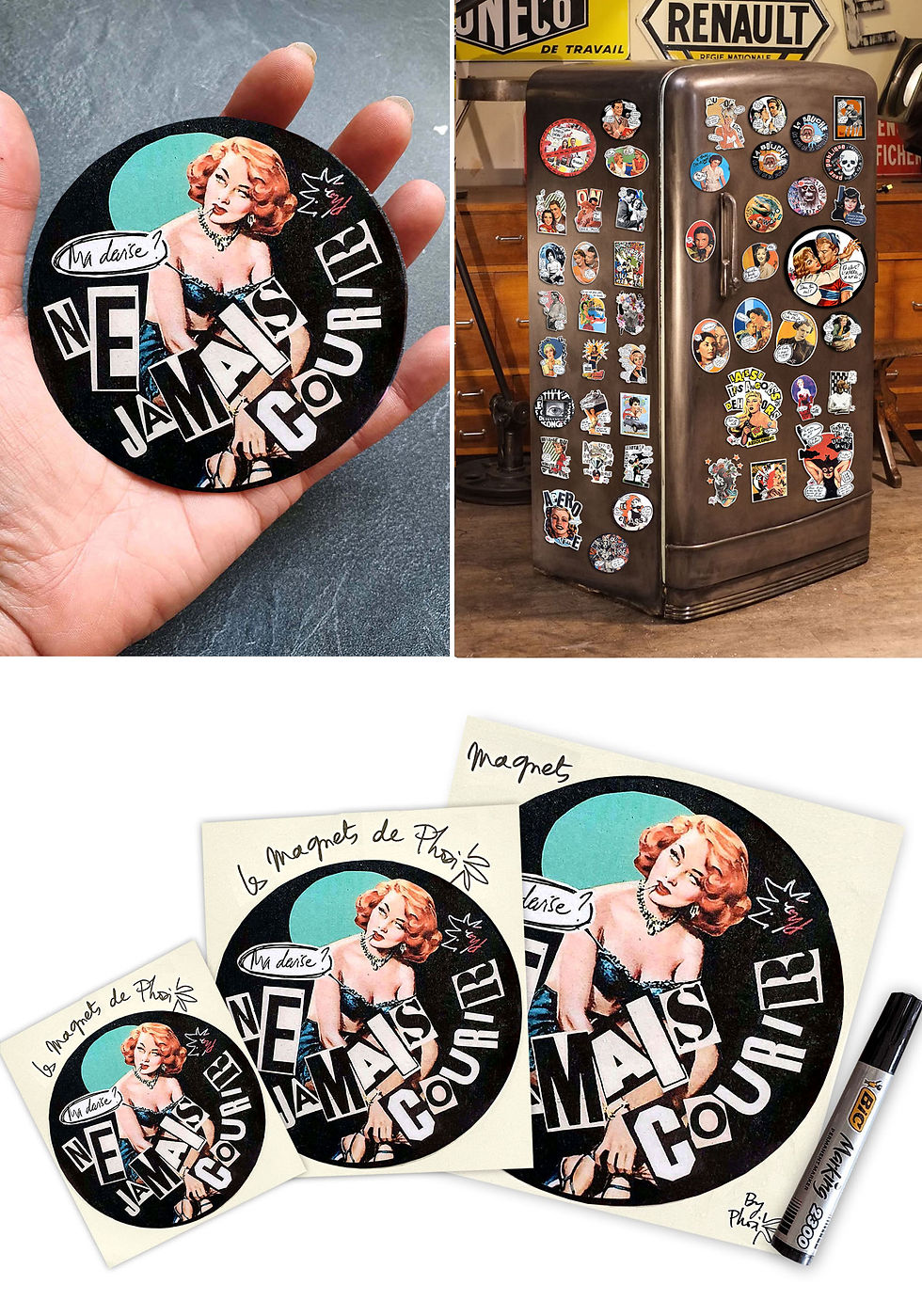 Miniature : Magnets pin up | NEVER RUN
