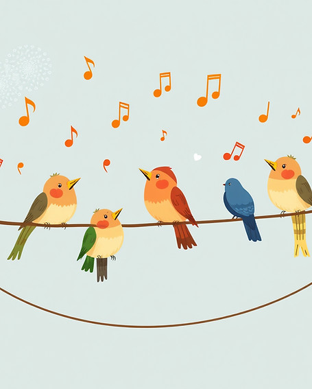 20 cartoon birds sitting on a wire with music notes.jpg