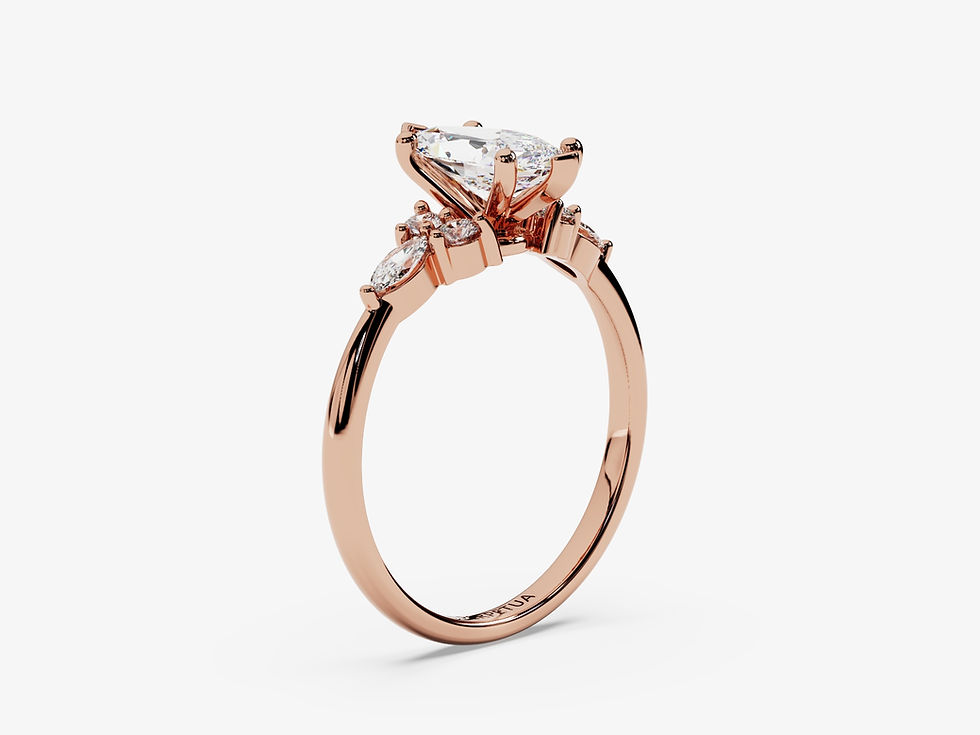 Miniatura: SELENA, Anillo de Compromiso, Moissanita Corte Marquesa