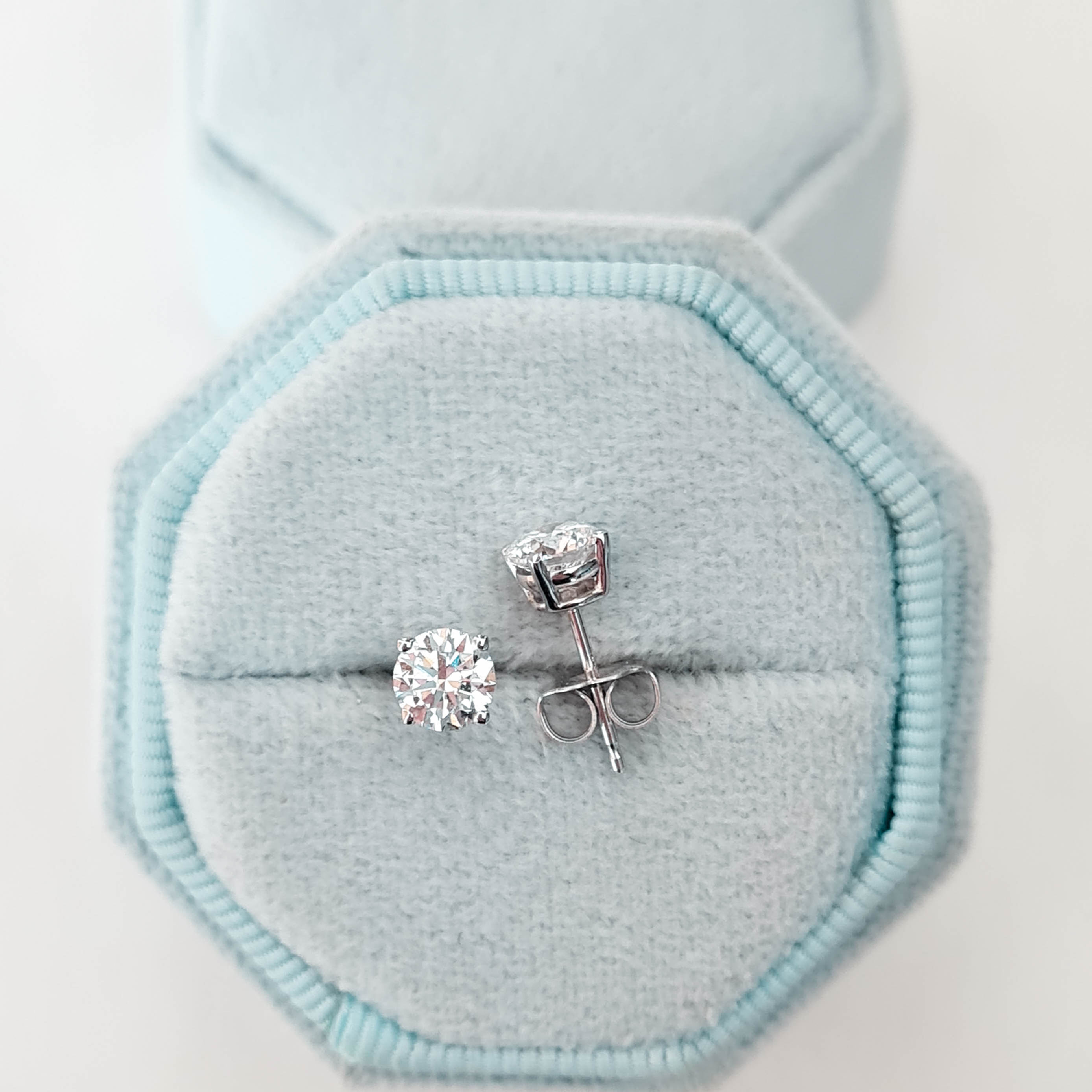 DEMI, Aretes, Diamante de Lab, Oro de 14k Blanco, Corte Redondo brillante