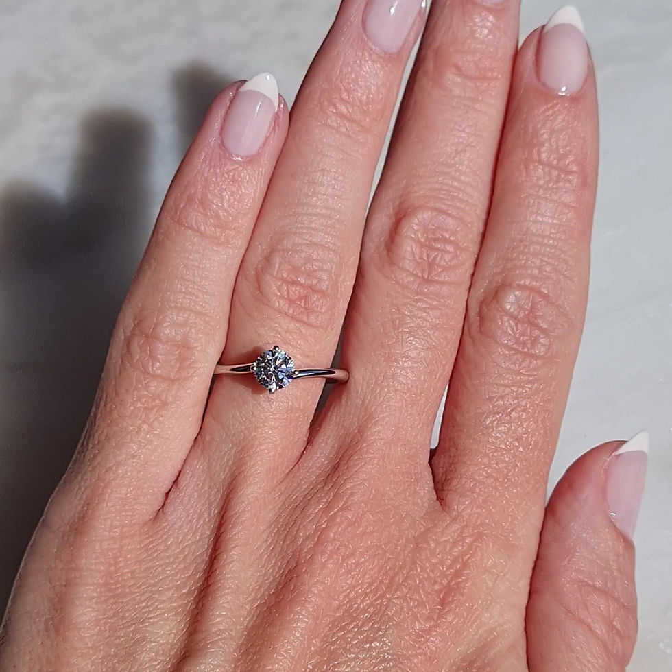 Miniatura: MERIDIEN, Anillo de Compromiso, Oro Blanco 14k, Diamante de lab, Redondo 0.59ct