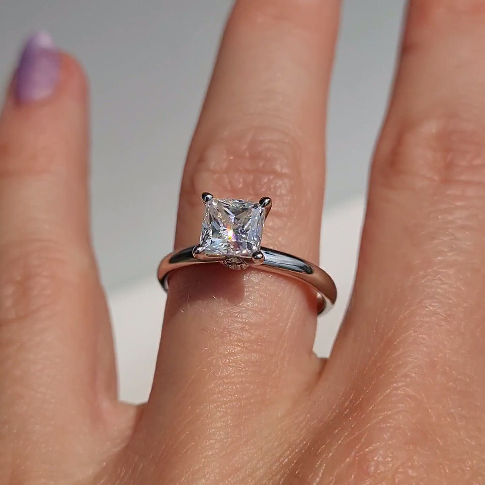 Miniatura: HARMONÍA, Anillo de Compromiso, Oro Blanco 14K, Moissanita Corte Princesa 1.3ct