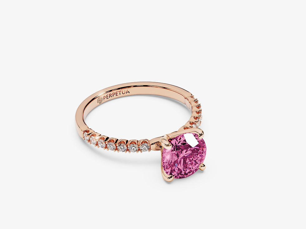 Miniatura: FLORENCIA, Anillo de Compromiso, Moissanita Rosa Corte Redondo