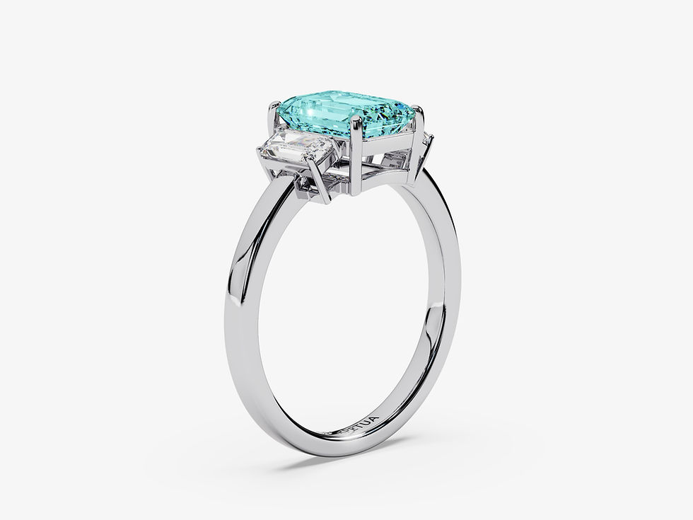 Miniatura: NORA, Anillo de Compromiso, Turmalina Paraíba de Lab Corte Esmeralda