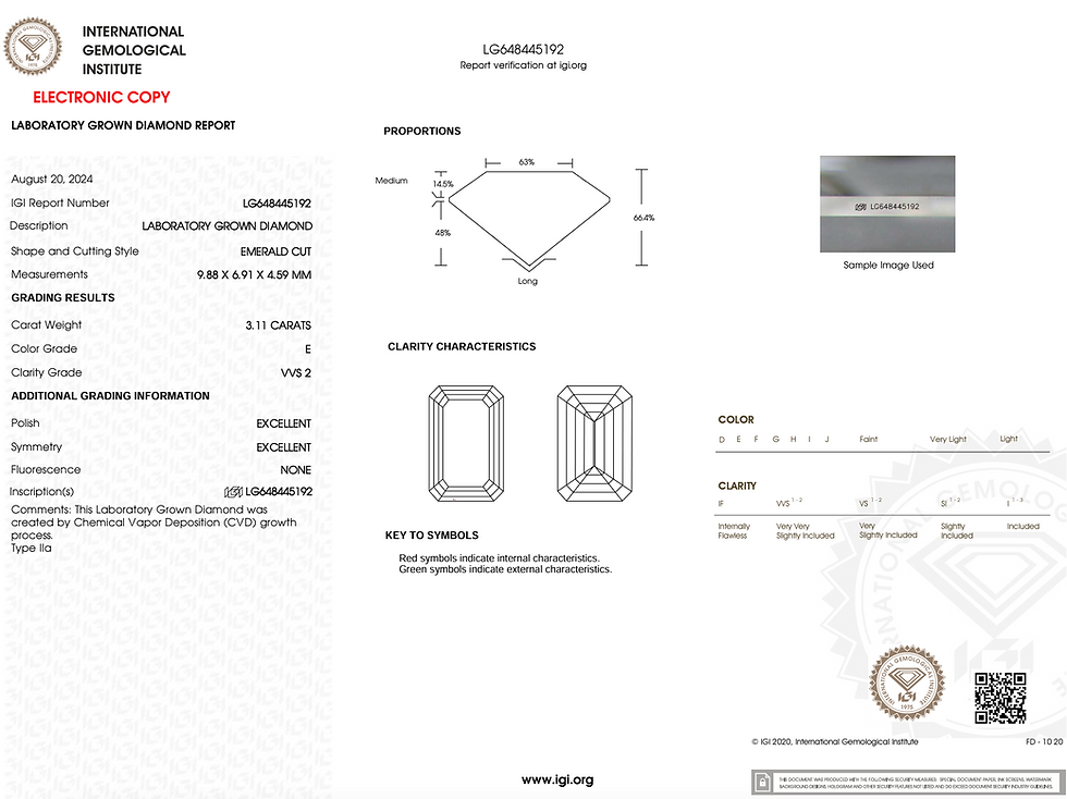 Miniatura: CORTE ESMERALDA, Diamante lab 3.11ct, E, VVS2