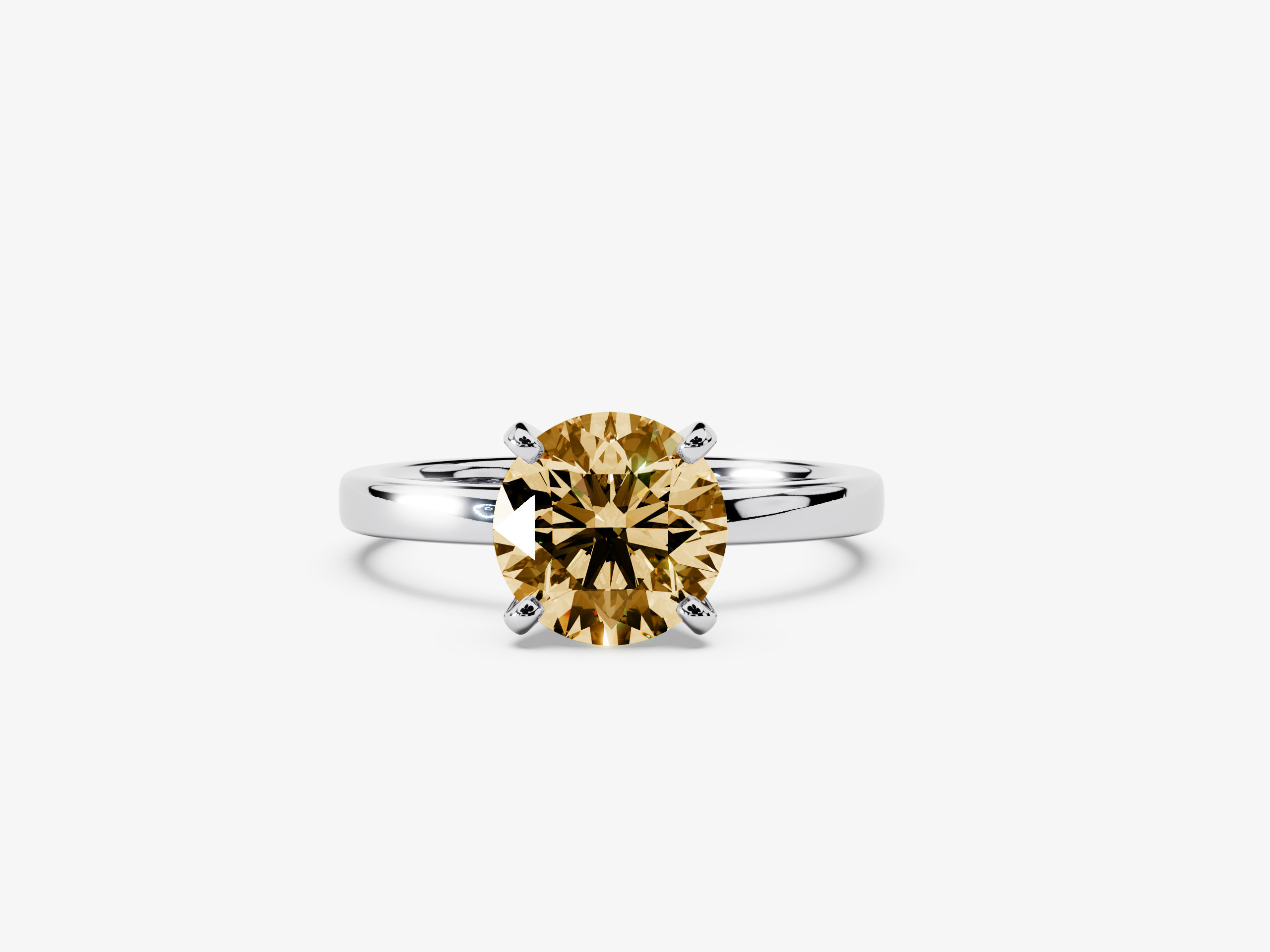 IMPETU, Anillo de Compromiso, Moissanita Champaña Corte Redondo