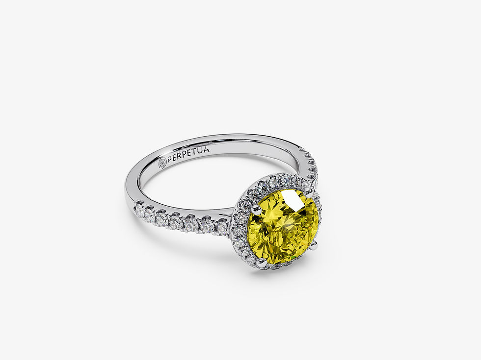 Miniatura: ADELIA, Anillo de Compromiso, Moissanita Amarilla Corte Redondo