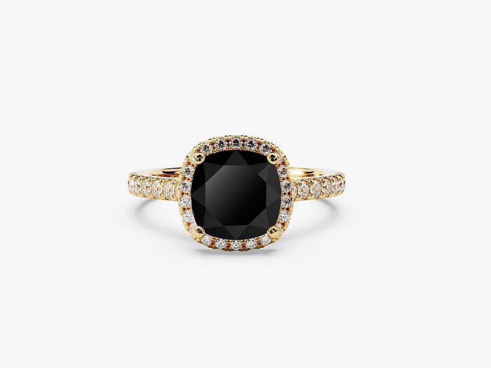 Miniatura: ADELIA, Anillo de Compromiso, Moissanita Negra Corte Cushion