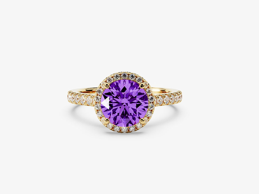 Miniatura: ADELIA, Anillo de Compromiso, Moissanita Morada Corte Redondo