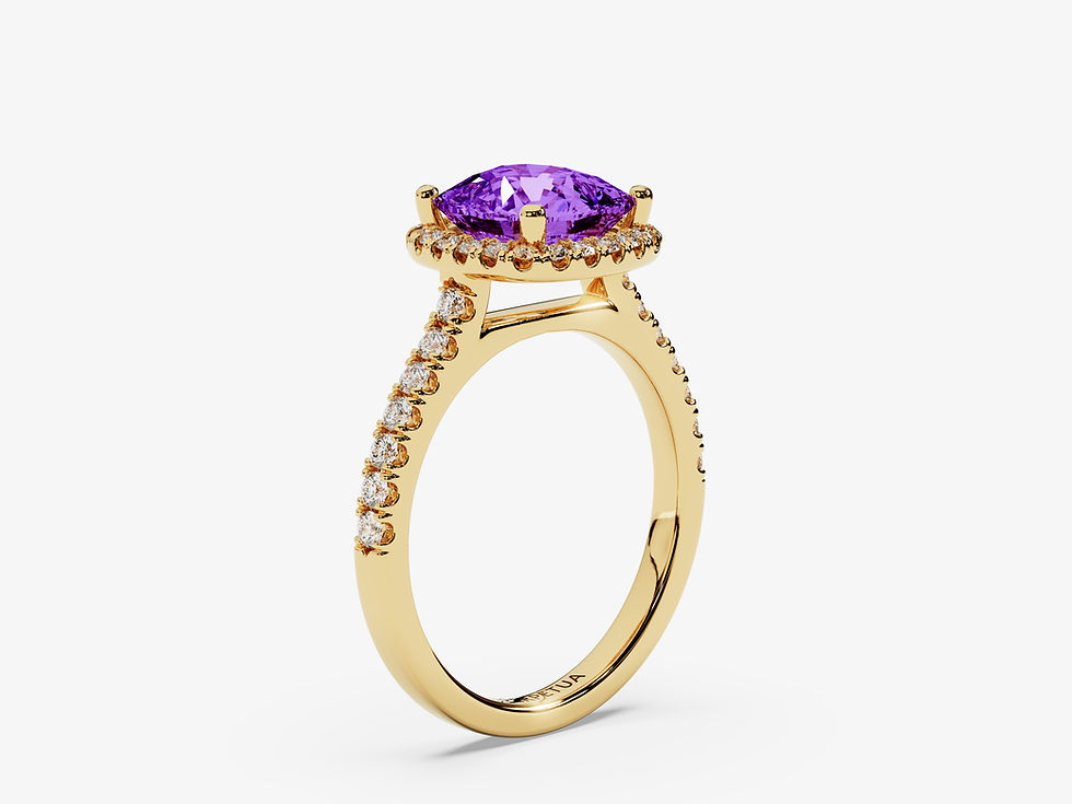 Miniatura: ADELIA, Anillo de Compromiso, Moissanita Morada Corte Cushion