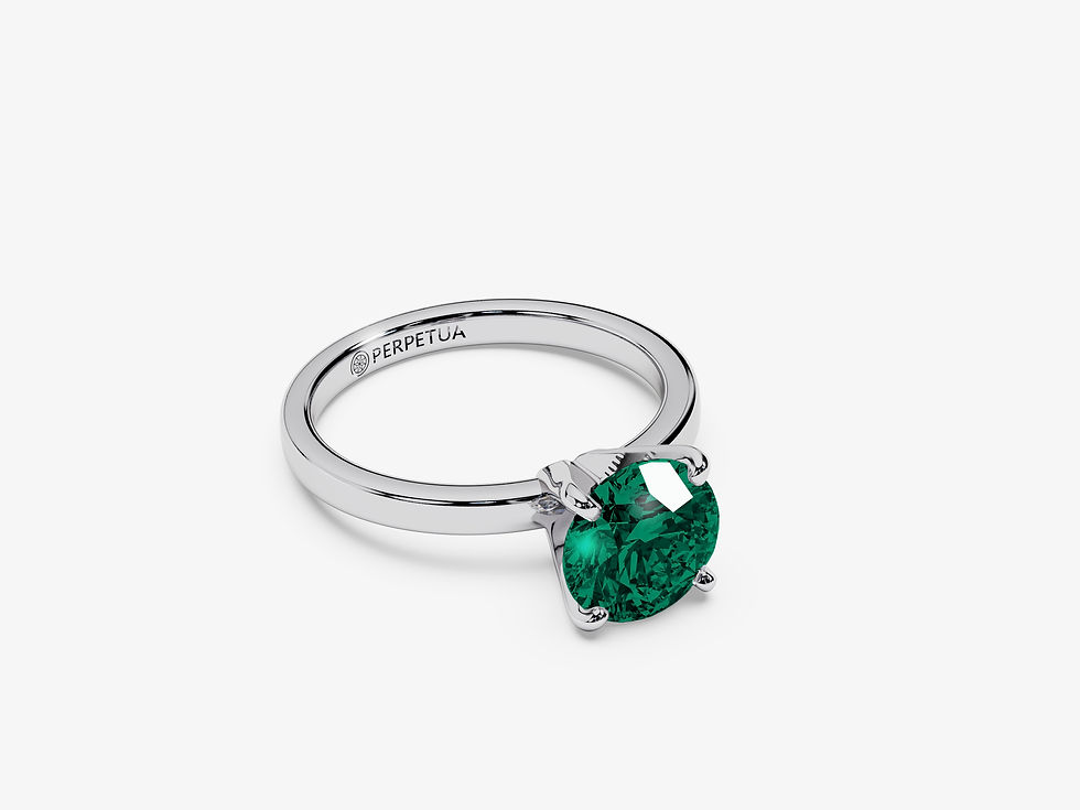 Miniatura: IMPETU, Anillo de Compromiso, Esmeralda de Lab Corte Redondo