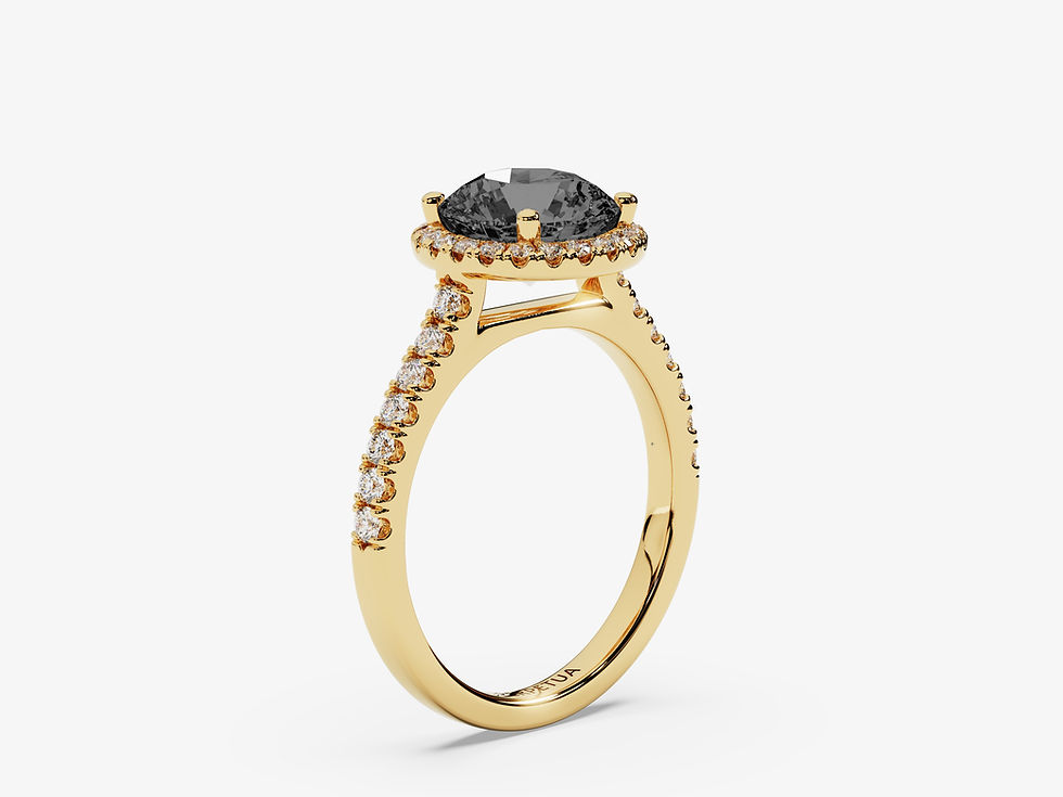 Miniatura: ADELIA, Anillo de Compromiso, Moissanita Gris Corte Redondo