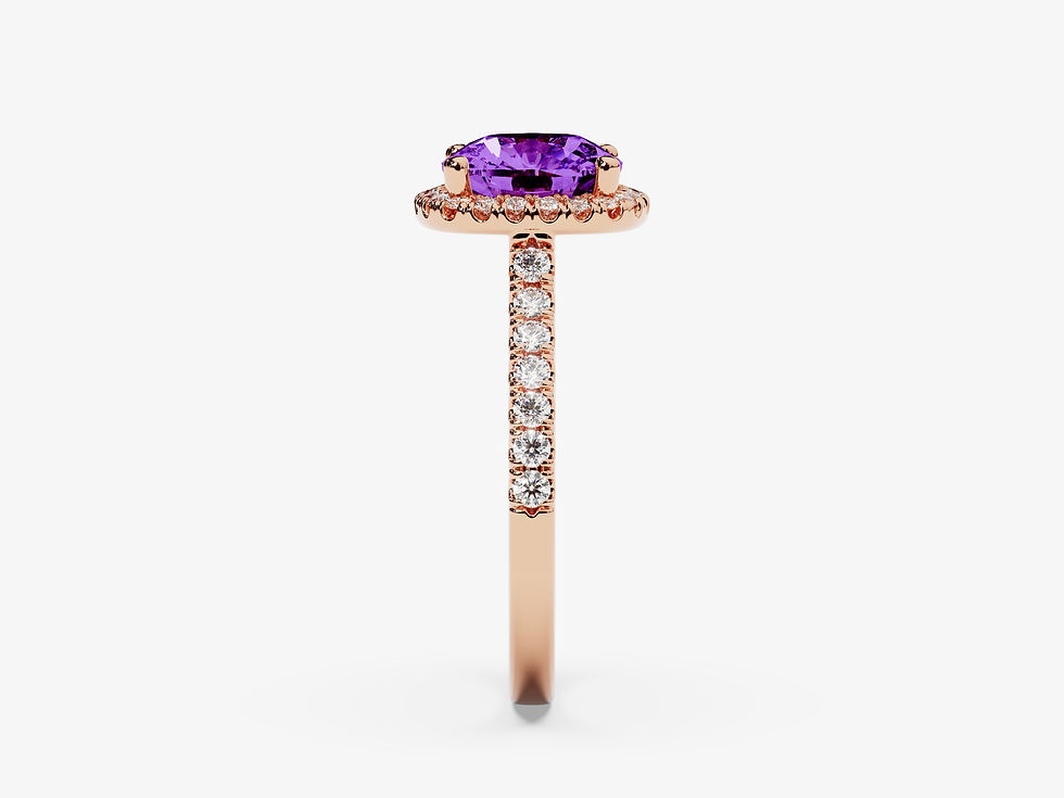 Miniatura: ADELIA, Anillo de Compromiso, Moissanita Morada Corte Cushion