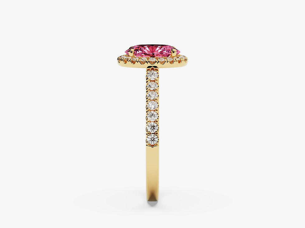 Miniatura: ADELIA, Anillo de Compromiso, Moissanita Rosa Corte Oval