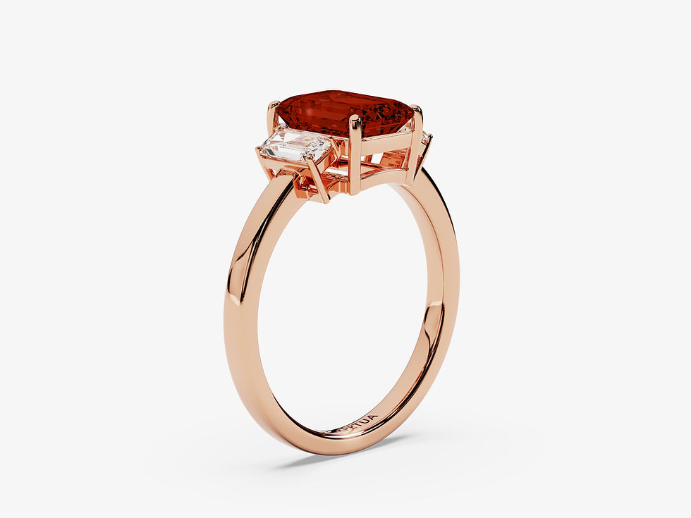 Miniatura: NORA, Anillo de Compromiso, Rubí de Lab Corte Esmeralda