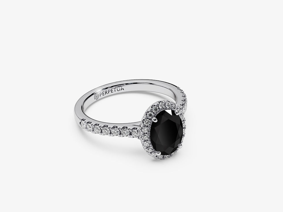 Miniatura: ADELIA, Anillo de Compromiso, Moissanita Negra Corte Oval