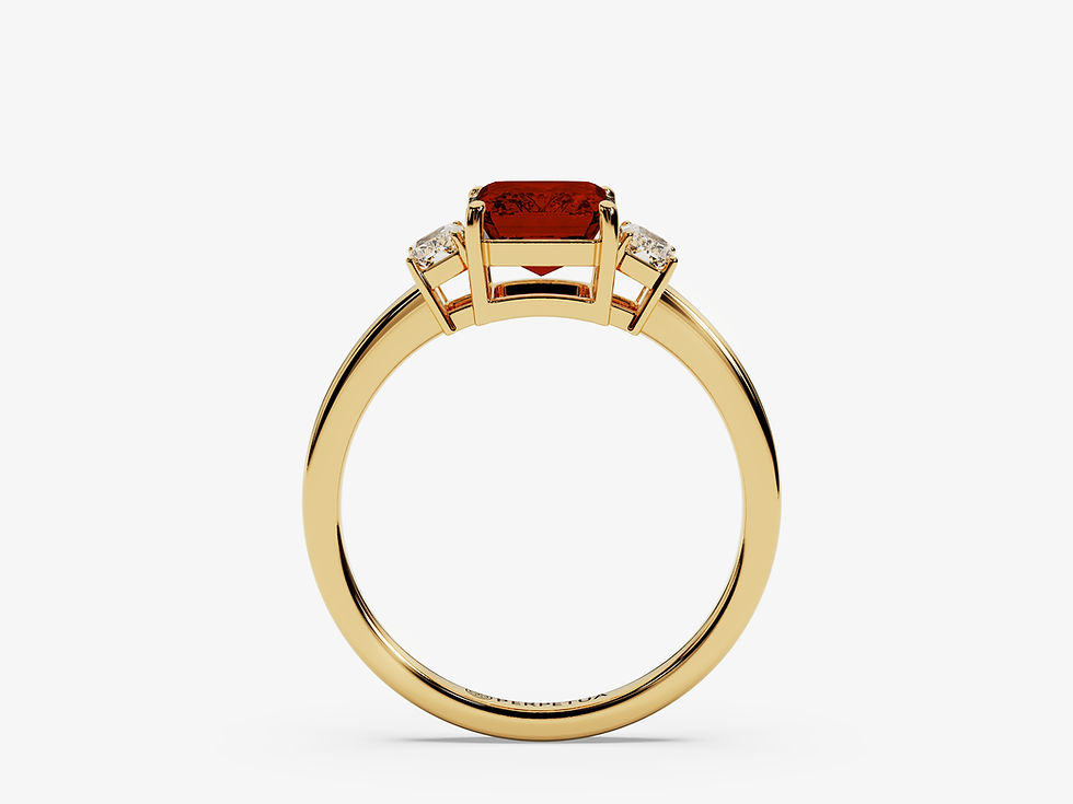 Miniatura: NORA, Anillo de Compromiso, Rubí de Lab Corte Esmeralda