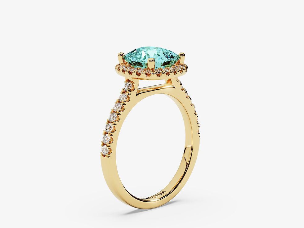 Miniatura: ADELIA, Anillo de Compromiso, Turmalina paraíba de Lab Corte Cushion