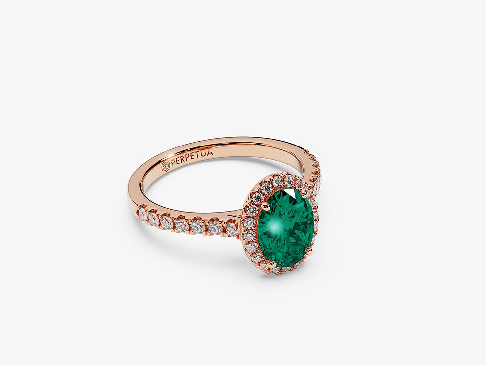 Miniatura: ADELIA, Anillo de Compromiso, Esmeralda de Lab Corte Oval