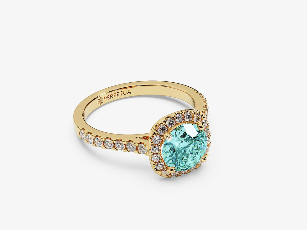 Miniatura: AURA, Anillo de Compromiso, Turmalina Paraíba Lab Corte Redondo Brillante