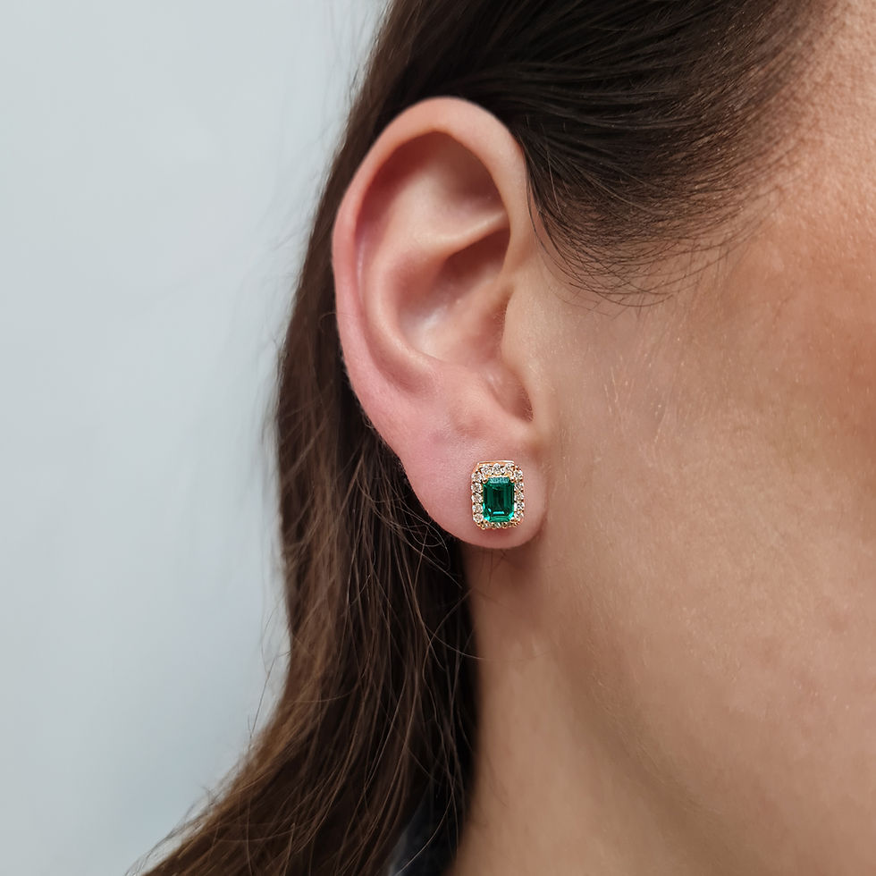 Miniatura: NERINA, Aretes, Esmeralda Lab Corte Esmeralda