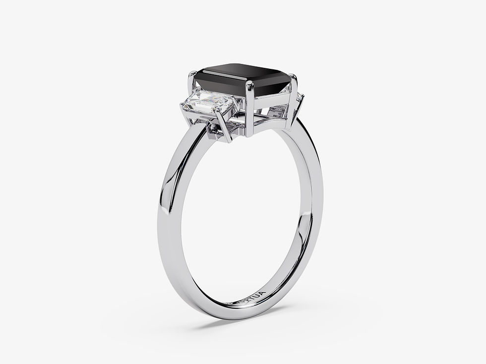 Miniatura: NORA, Anillo de Compromiso, Moissanita Negra Corte Esmeralda