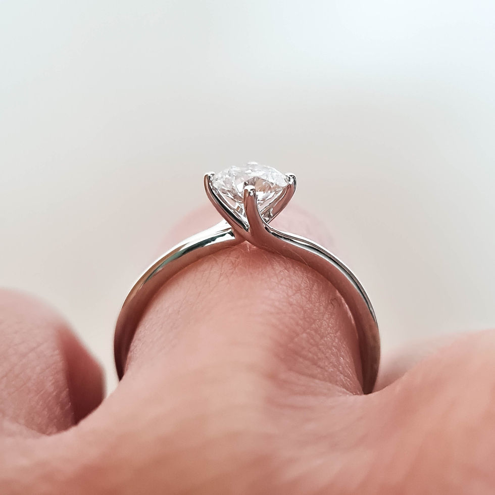 Miniatura: MERIDIEN, Anillo de Compromiso, Oro Blanco 14k, Diamante de lab, Redondo 0.59ct