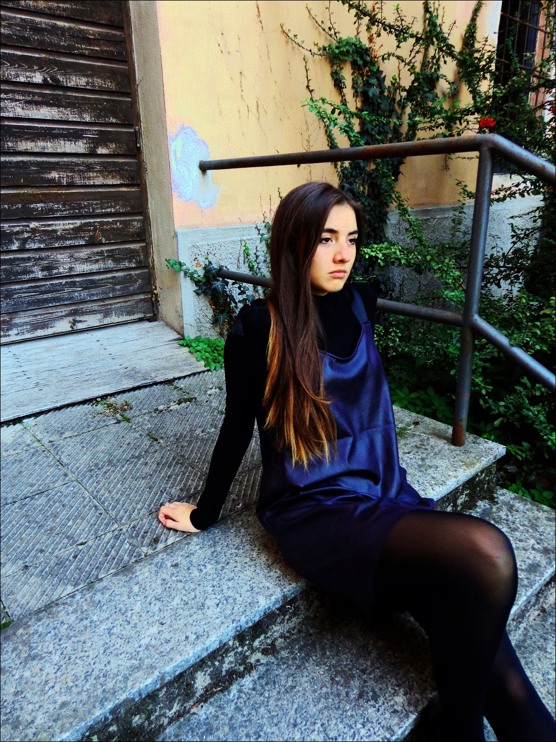 purple eco-leather dress