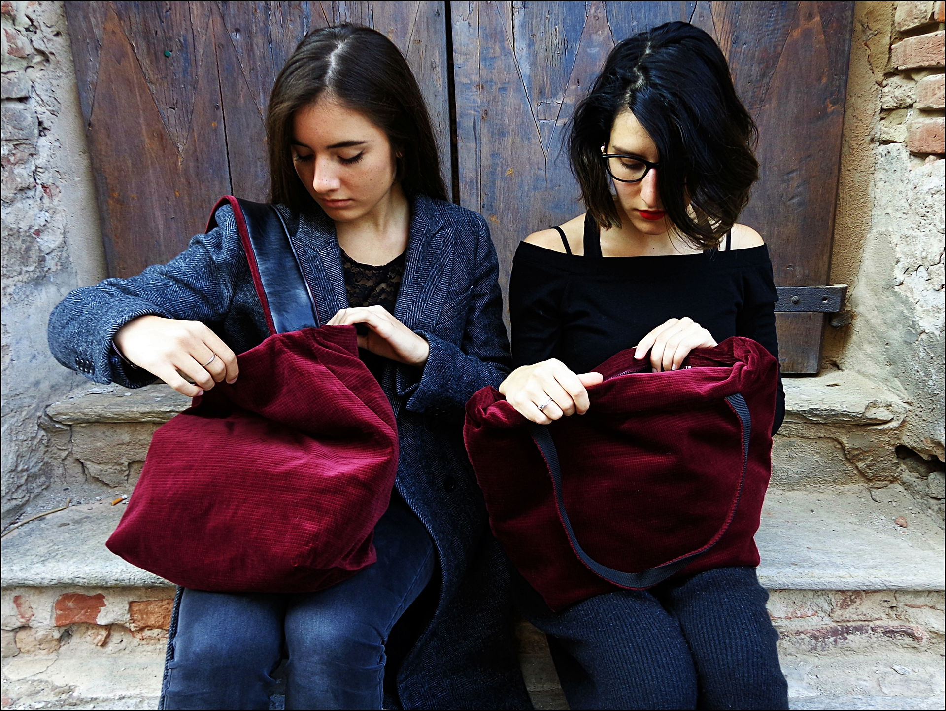 Bordeaux velvet bags