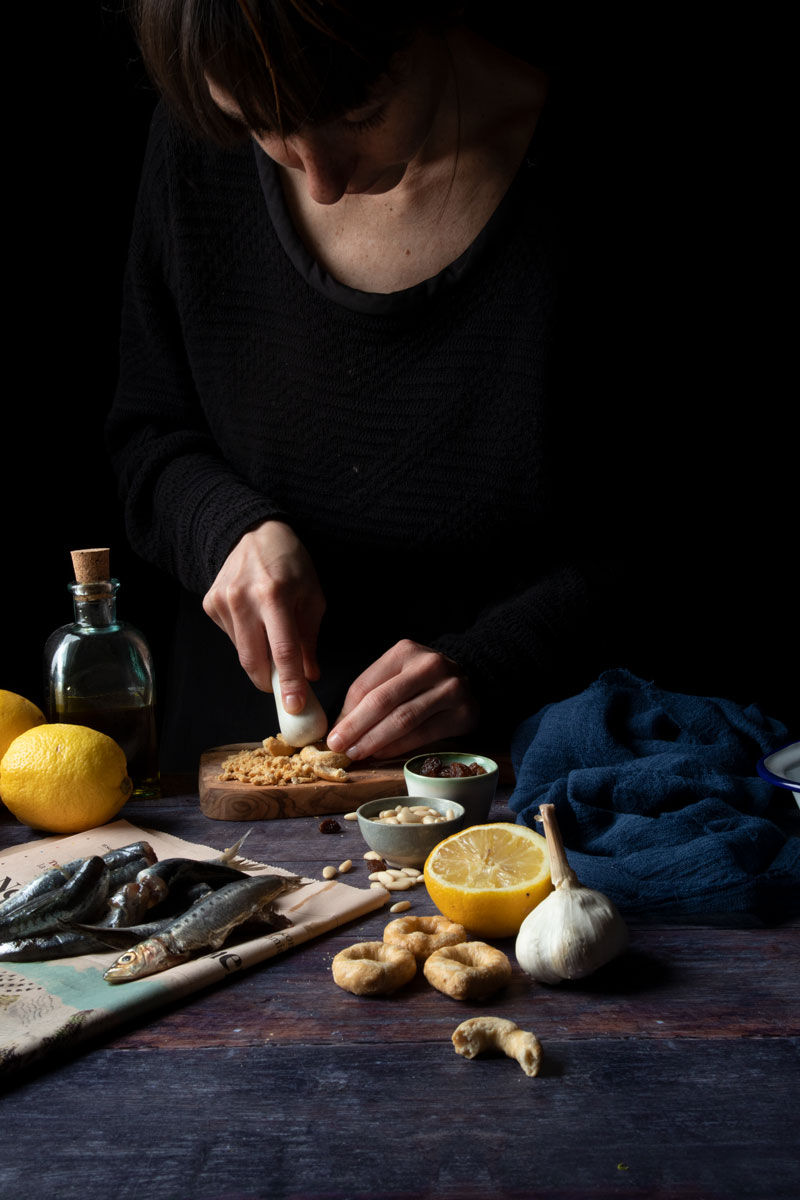Rolled Sardines with Breadcrumbs, Raisins, Pine Nuts, Lemon and Mint