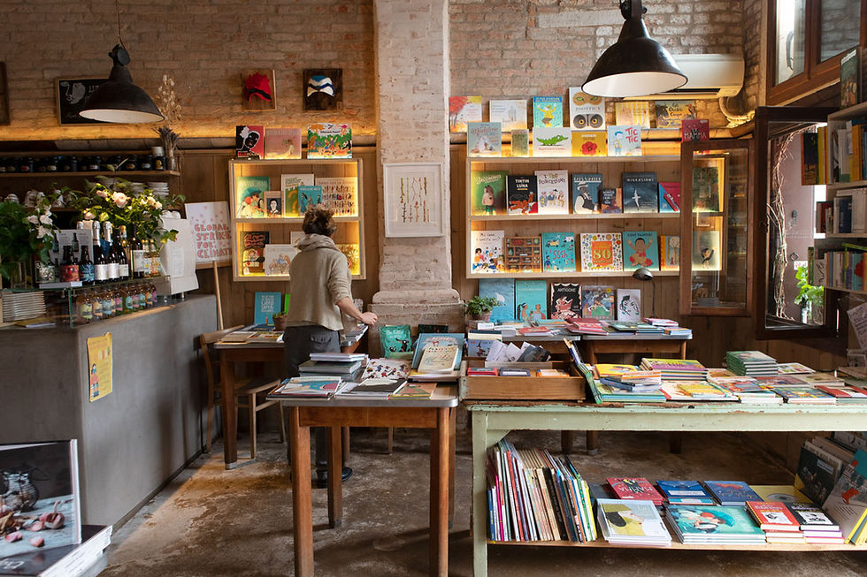Grape Leaves Pesto, Prosecco, and Books at sullaluna | vegetarian eatery Venice Italy