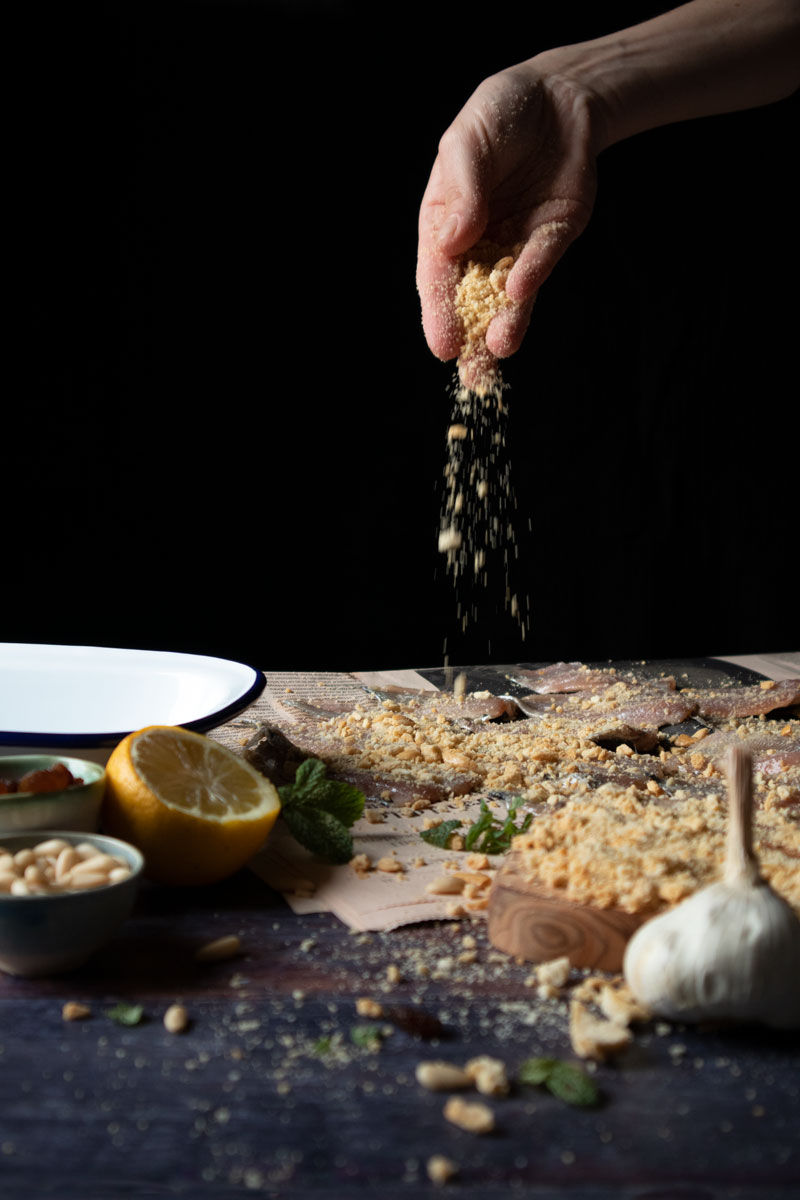 Rolled Sardines with Breadcrumbs, Raisins, Pine Nuts, Lemon and Mint