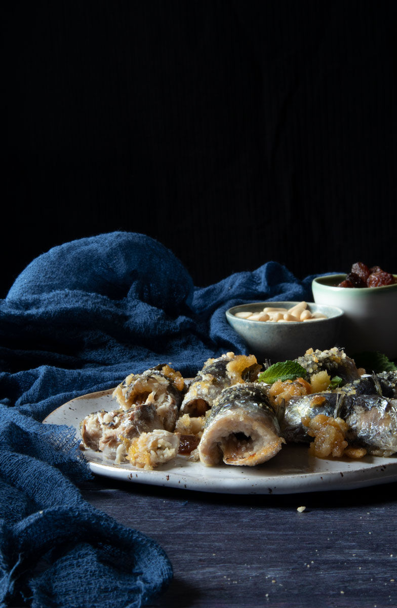Rolled Sardines with Breadcrumbs, Raisins, Pine Nuts, Lemon and Mint