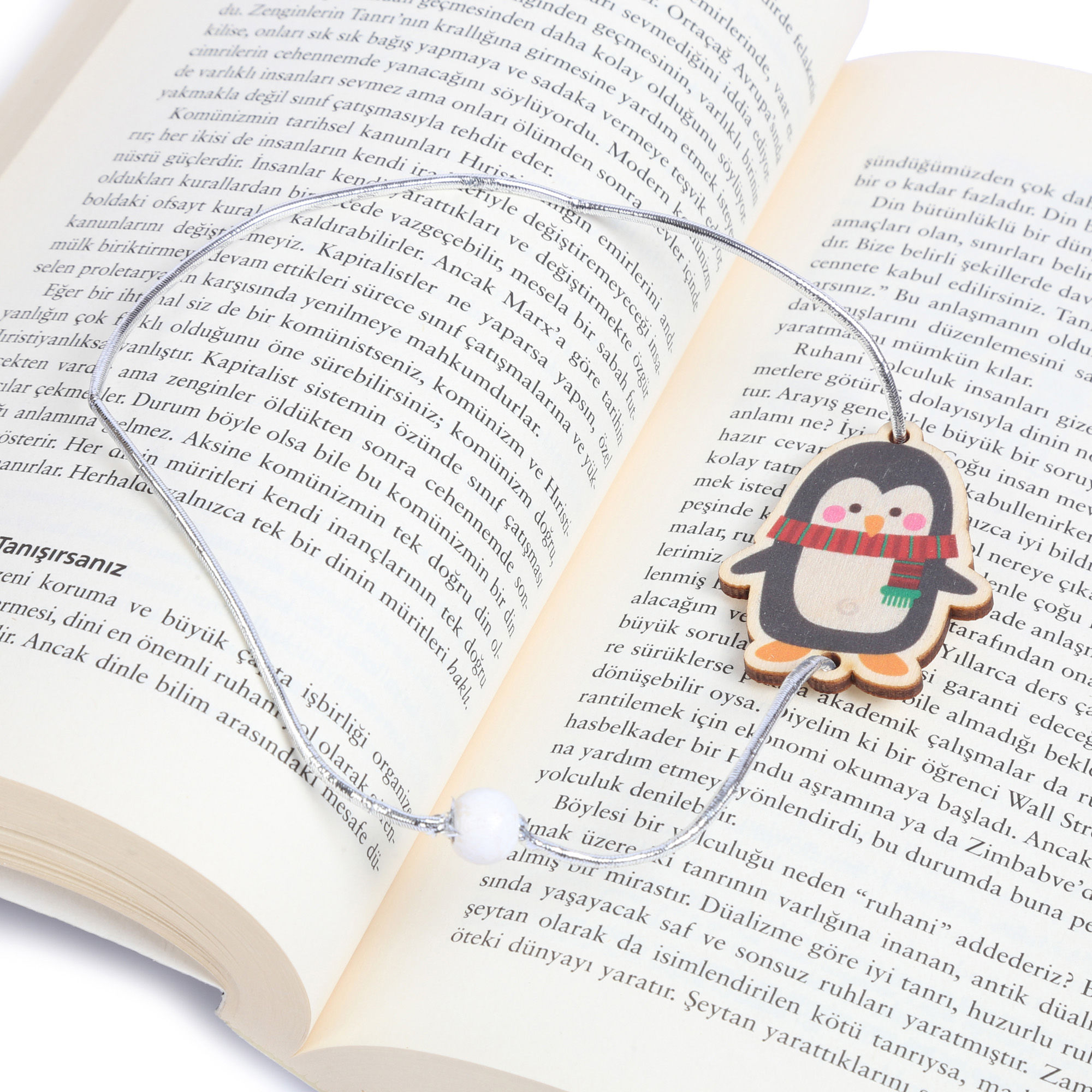 Wooden Elastic Bookmark/UV Printed/Christmas/Penguin