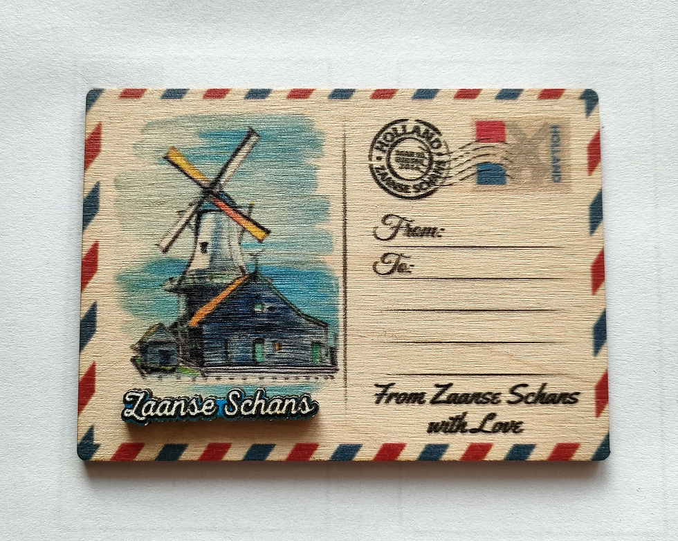Wooden 2-Layered Magnet/Holland/ Amsterdam/ Windmill