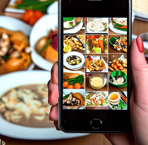 Um celular mostrando um aplicativo com comidas