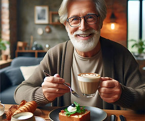 Um homem idoso se alimentando 