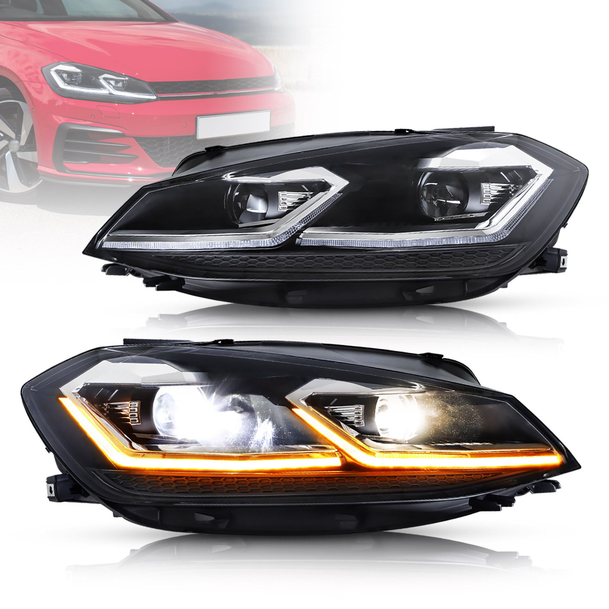 2018-2021 Golf MK7.5 Projector Headlights Black