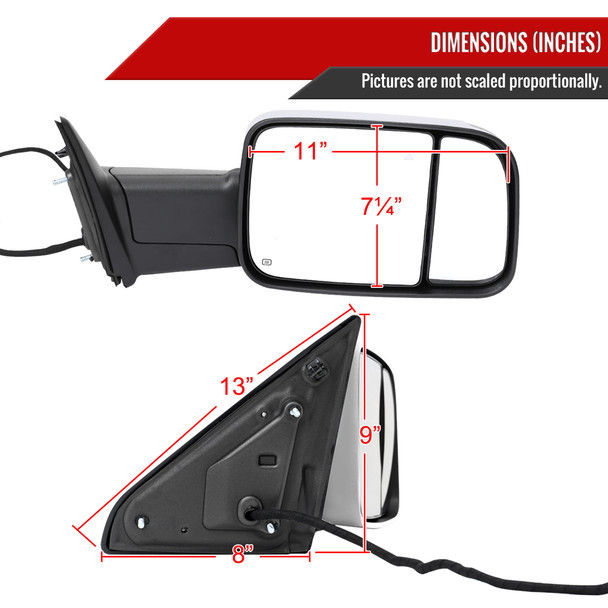 Thumbnail: 2019-2022 Ram 2500 3500 Chrome Automatic Folding Heated Side Mirror