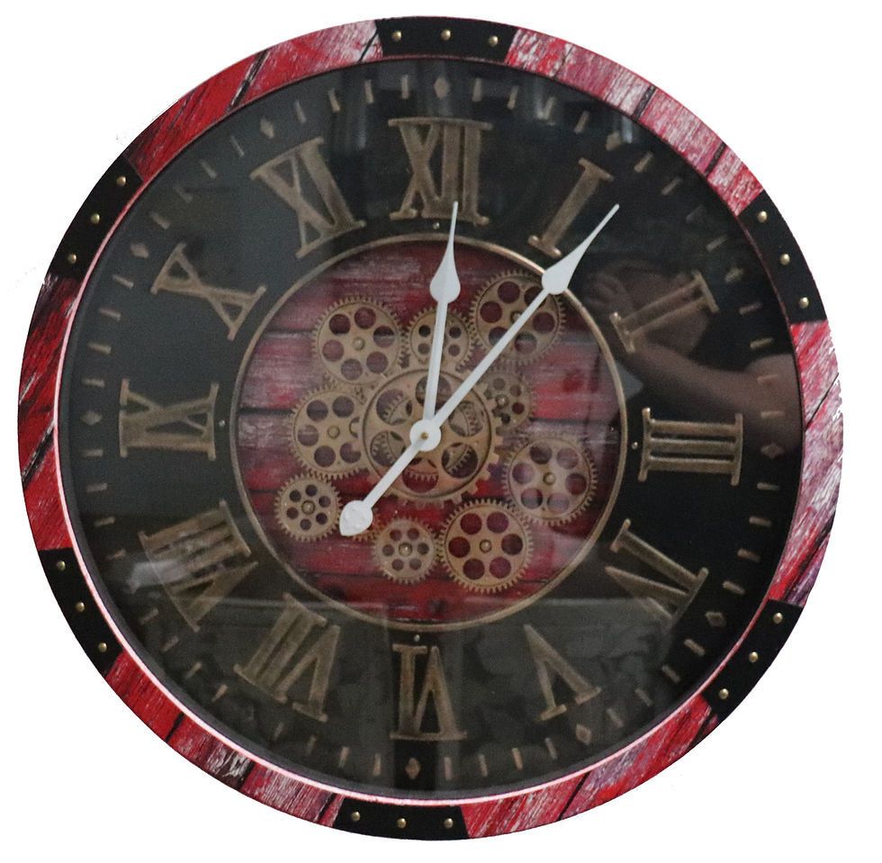 Thumbnail: 25" INCH MECHANICAL GEAR ANTIQUE WALL CLOCK REAL MOVING GEAR