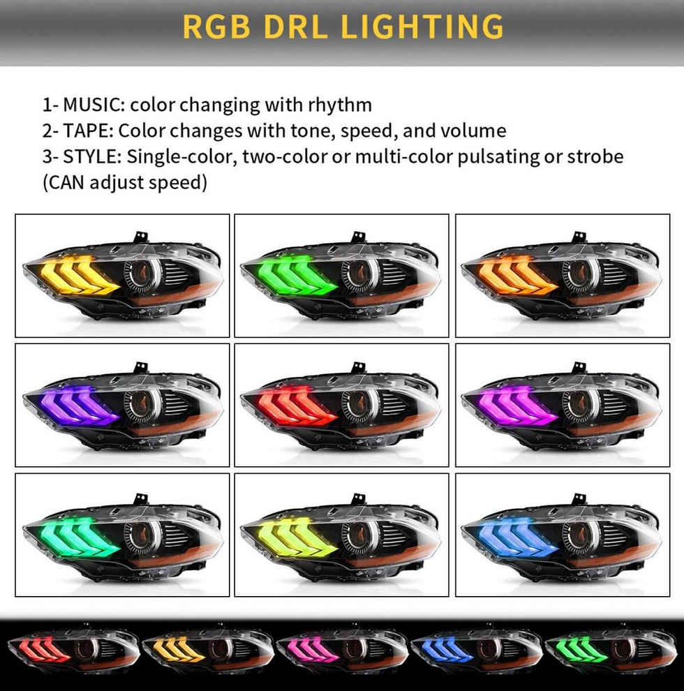 Thumbnail: 2018-2020 Ford Mustang LED Dual Beam Projector RGB Headlights Black