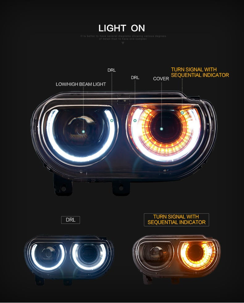 Thumbnail: Dodge Challenger RGB Dual Beam Projector Headlights for 2008-2014