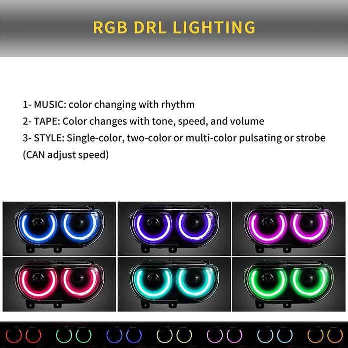 Прев'ю: Dodge Challenger RGB Dual Beam Projector Headlights for 2008-2014