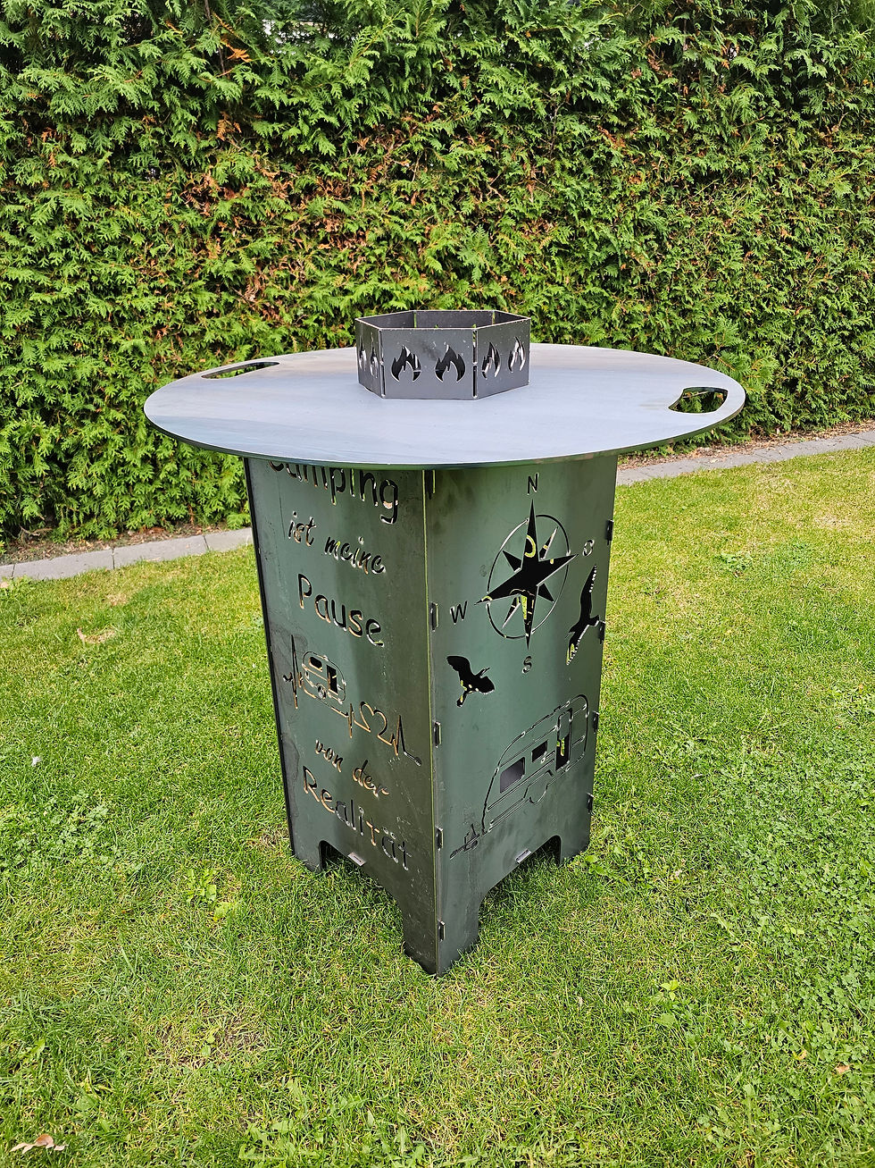 Miniaturbild: Grillplatte auf Feuertonne Camping, Plancha Grillplatte für die Feuertonne als Grillerweiterung