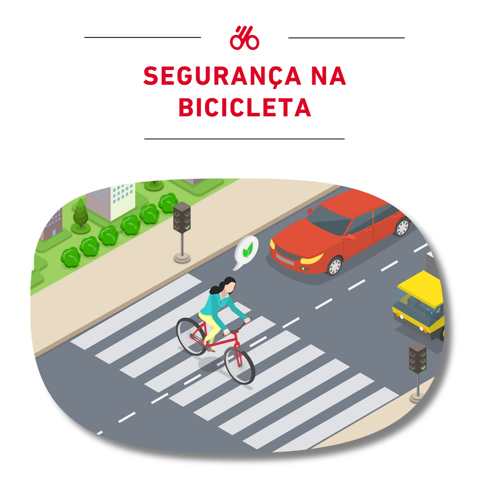 Post da Bicicletas Monark SA sobre segurança na bicicleta: ciclista cruza faixa de pedestres entre carros, com semáforos e rua urbana.