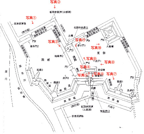 河州交野郡楠葉村関門絵図一分計　概念図　　　　　　　　　　　　　　　　枚方市教育委員会文化財課　2010『大阪府枚方市所在楠葉台場跡 : 京都を守る幕末の関門』枚方市教育委員会文化財課