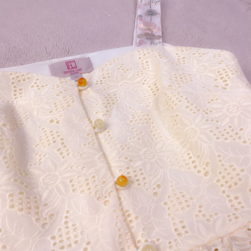 Thumbnail: Buttercup Broderie Anglaise Peplum Top With Embroidered White Straps